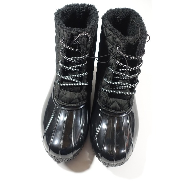 Sporto Andie Duck Boots Women 10 Black Water Repellant Lightweight Pull Tab - Picture 4 of 8